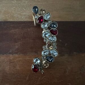 Swarovski Gold and Red Single Ear Clip with Elegant Design